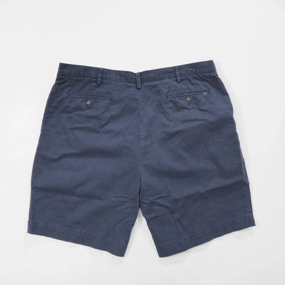 Polo Ralph Lauren Shorts Mens 42T Navy Blue Pleated Chino Cotton Casual Golf